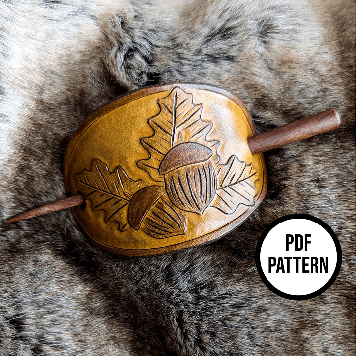 Acorn Leather Hair Stick - PDF Pattern for Leatherwork product image (1)