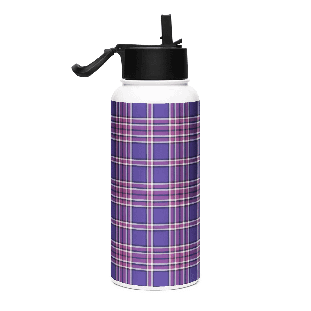 Purple Orchid and Violet Plaid Water Bottle product image (1)