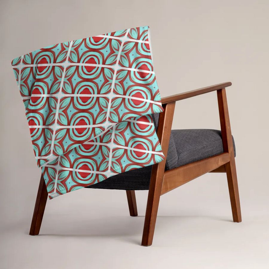Blue & Red Diagonal Pattern Throw Blanket product image (5)