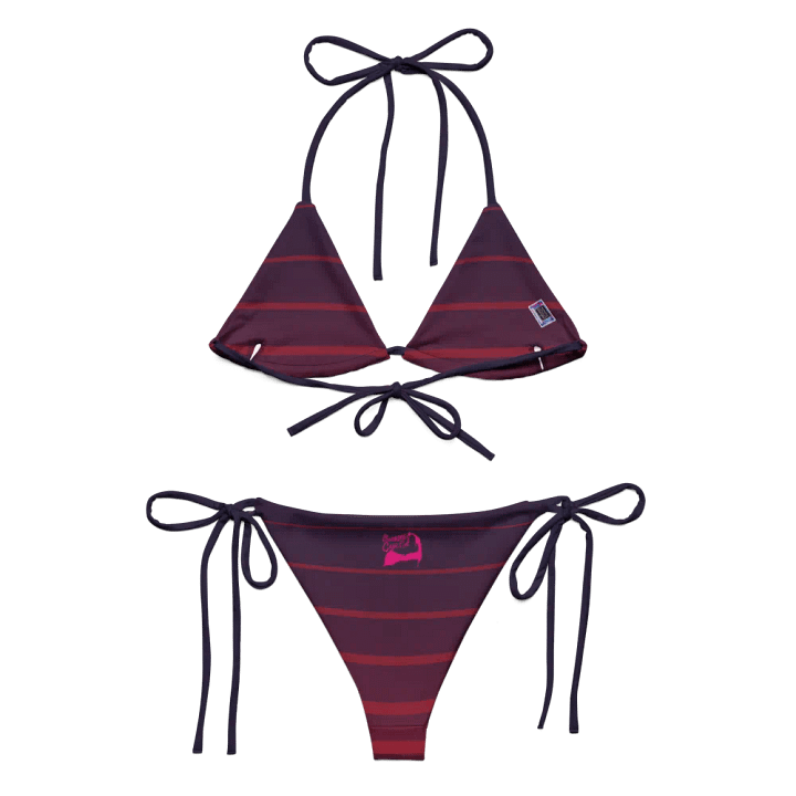 Purple Stripes String Bikini Set – BOURNE to Cape Cod™ | Pink Logos product image (2)