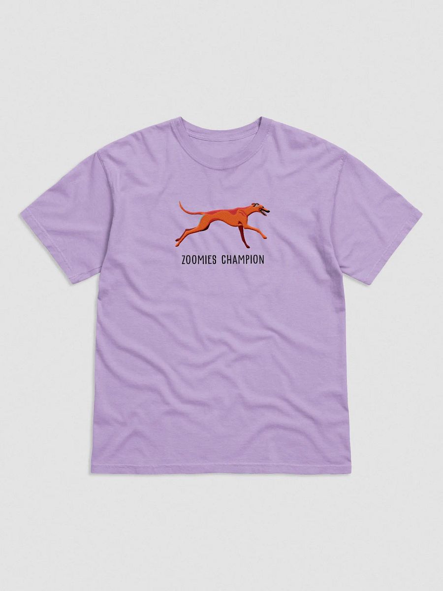 Zoomies Champion T-Shirt(Embroidered) of a Greyhound(Red) product image (4)