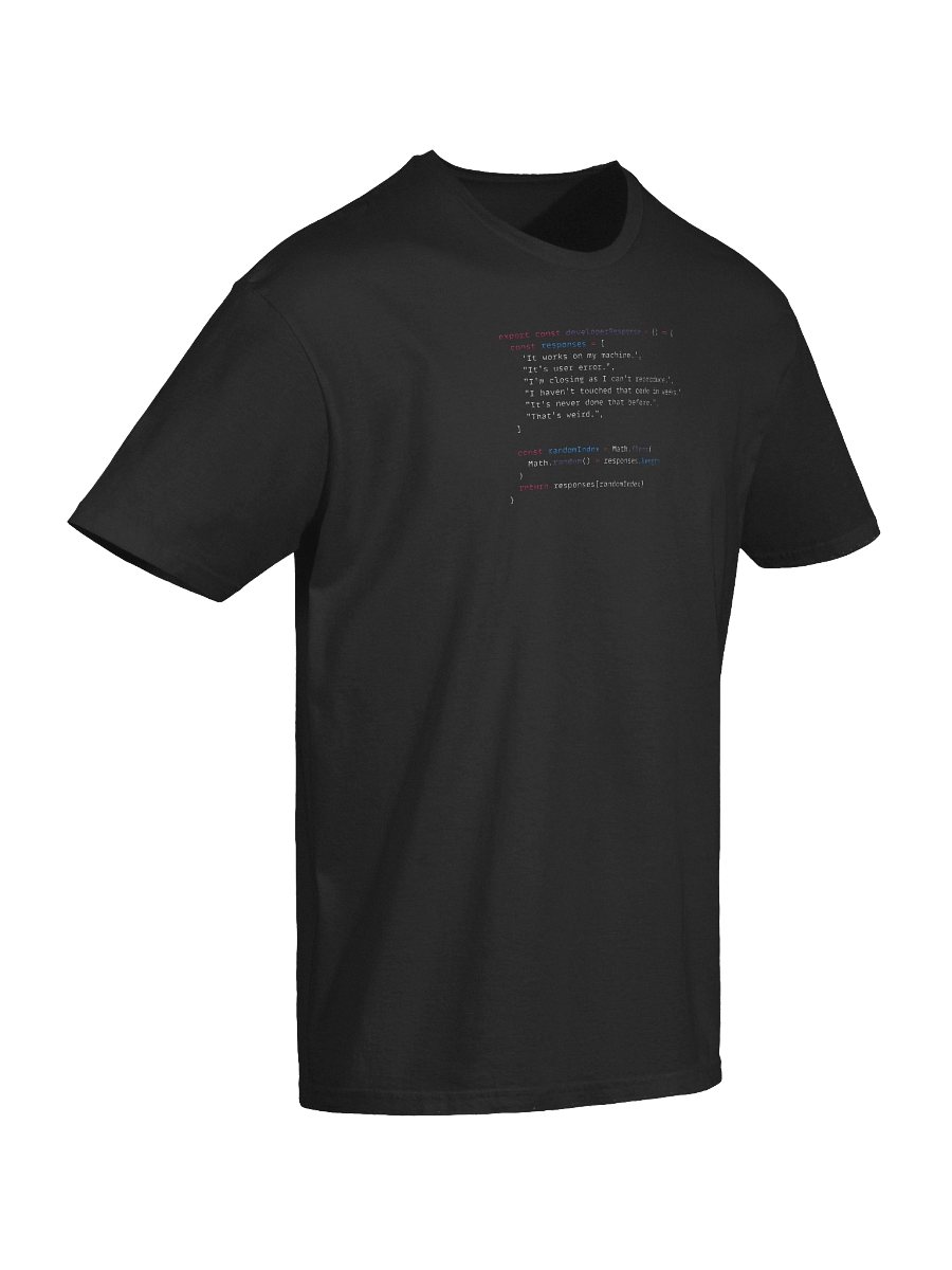 Developer Excuse Javascript Embroidered T-Shirt - Dark product image (16)