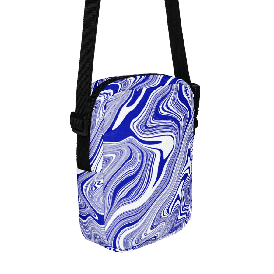 Utility Crossbody Bag - Blue and White Liquid Swirls product image (6)