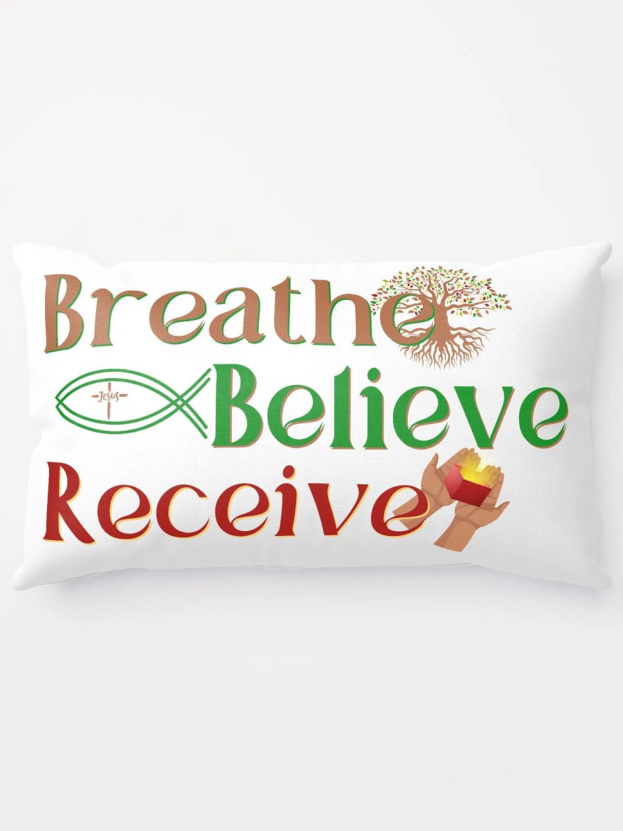 BREATHE BELIEVE RECIEVE BASIC PILLOW, INSPIRATIONAL MOTIVATIONAL, SELF-AFFIRMATION, POSITIVE VIBES, GIFT IDEA product image (1)