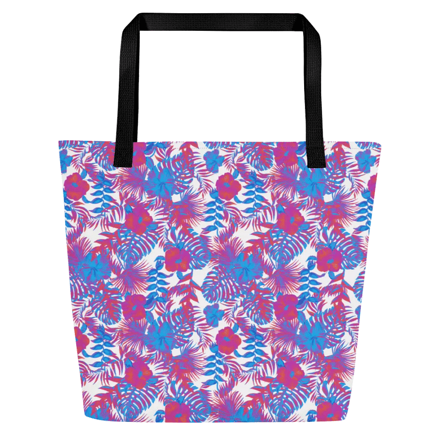 Big printed tote bag with beachy tropical vibe. product image (2)
