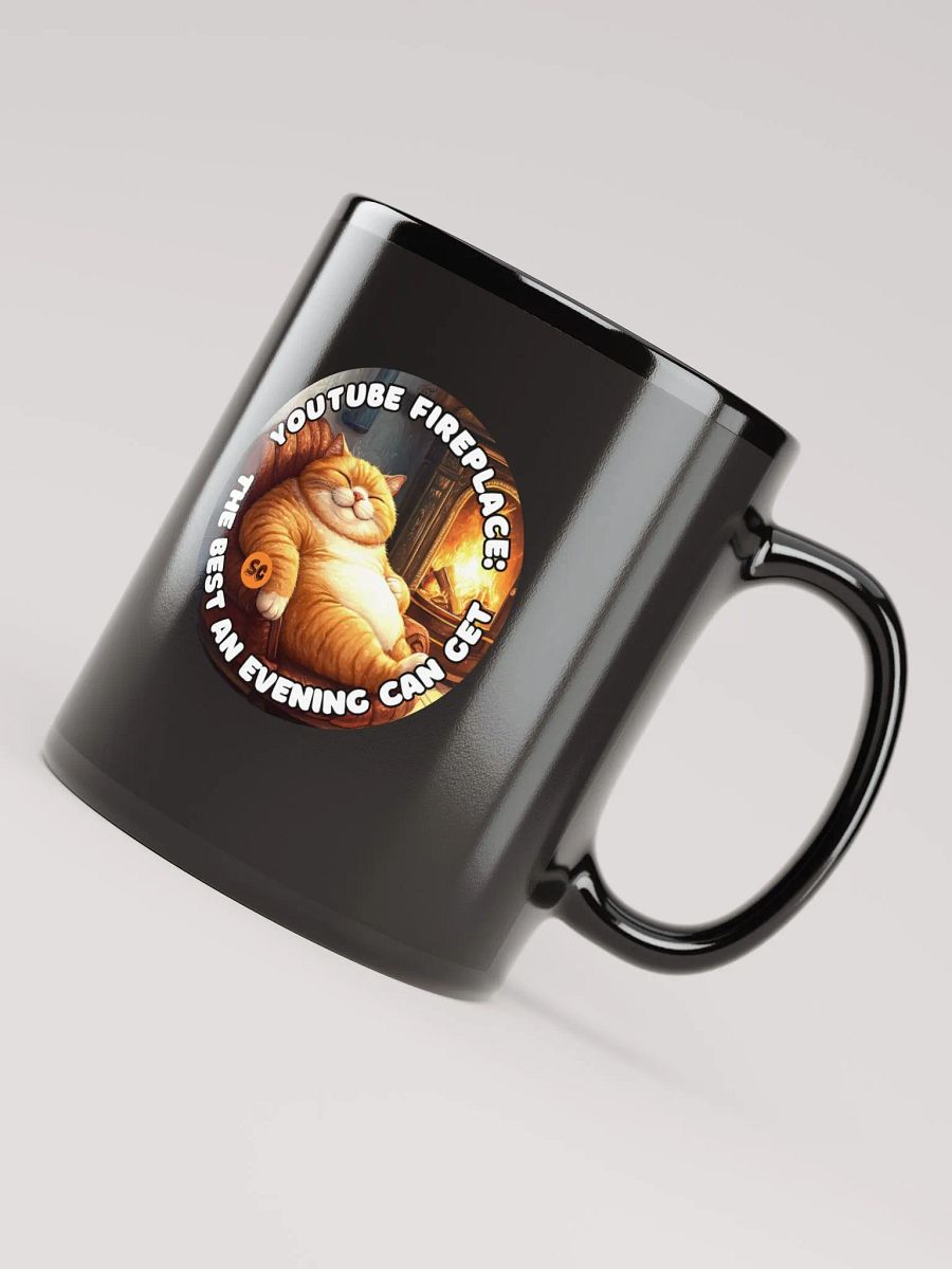 Cozy Cat - YouTube Fireplace: The Best an Evening Can Get | Black Glossy Mug product image (7)
