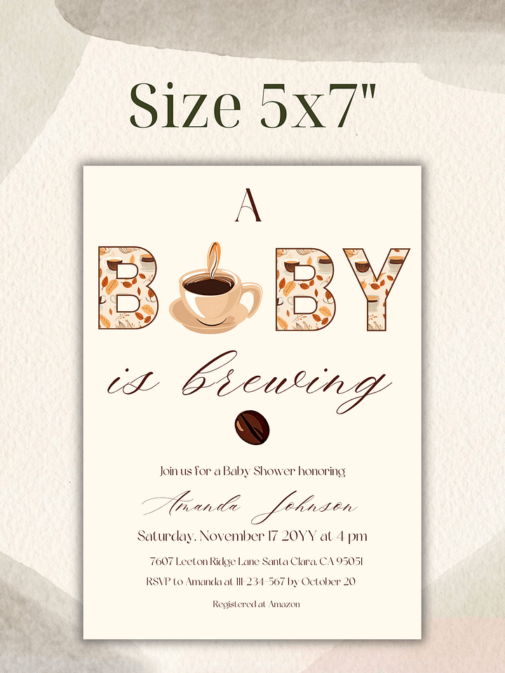 A Baby is Brewing Baby Shower Invitation, Rustic Fall Gender Neutral Shower, Coffee Themed Brunch Invite, Digital Download Canva Template product image (2)