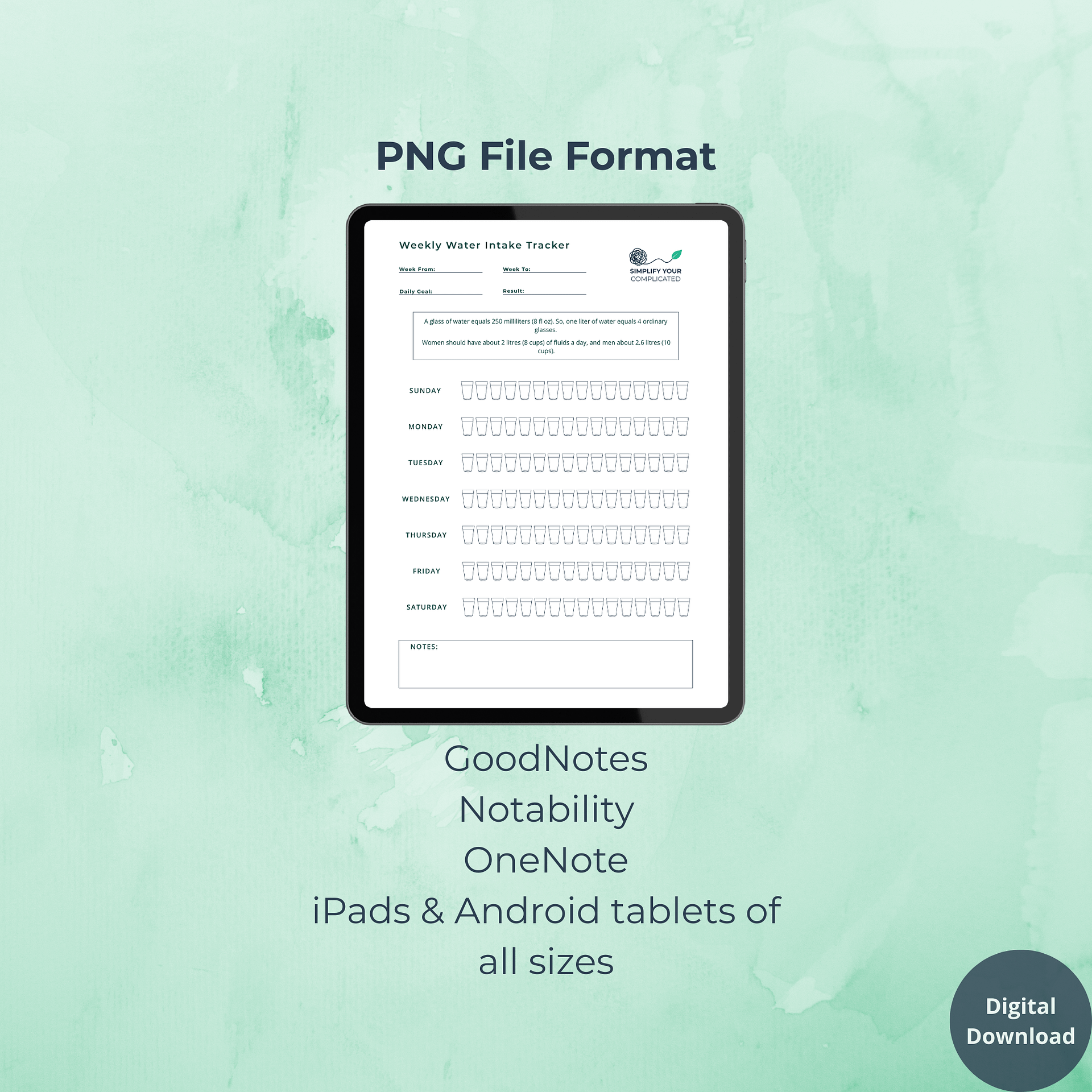 Weekly Water Intake Tracker product image (4)