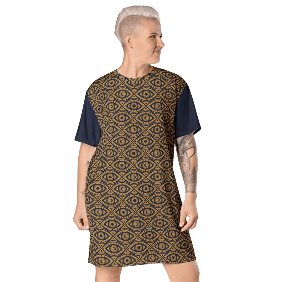 Boho Celestial Eyes Stars & Moons T-Shirt Dress product image (3)