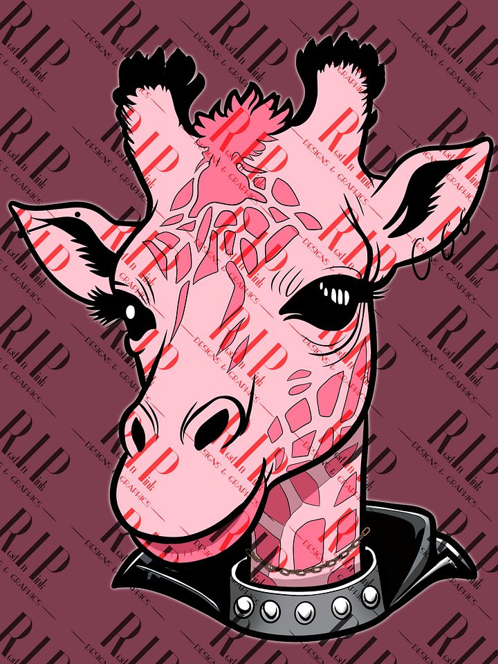 Gothic Safari - Giraffe Digital Download PNG - Full Color & Outline version product image (1)