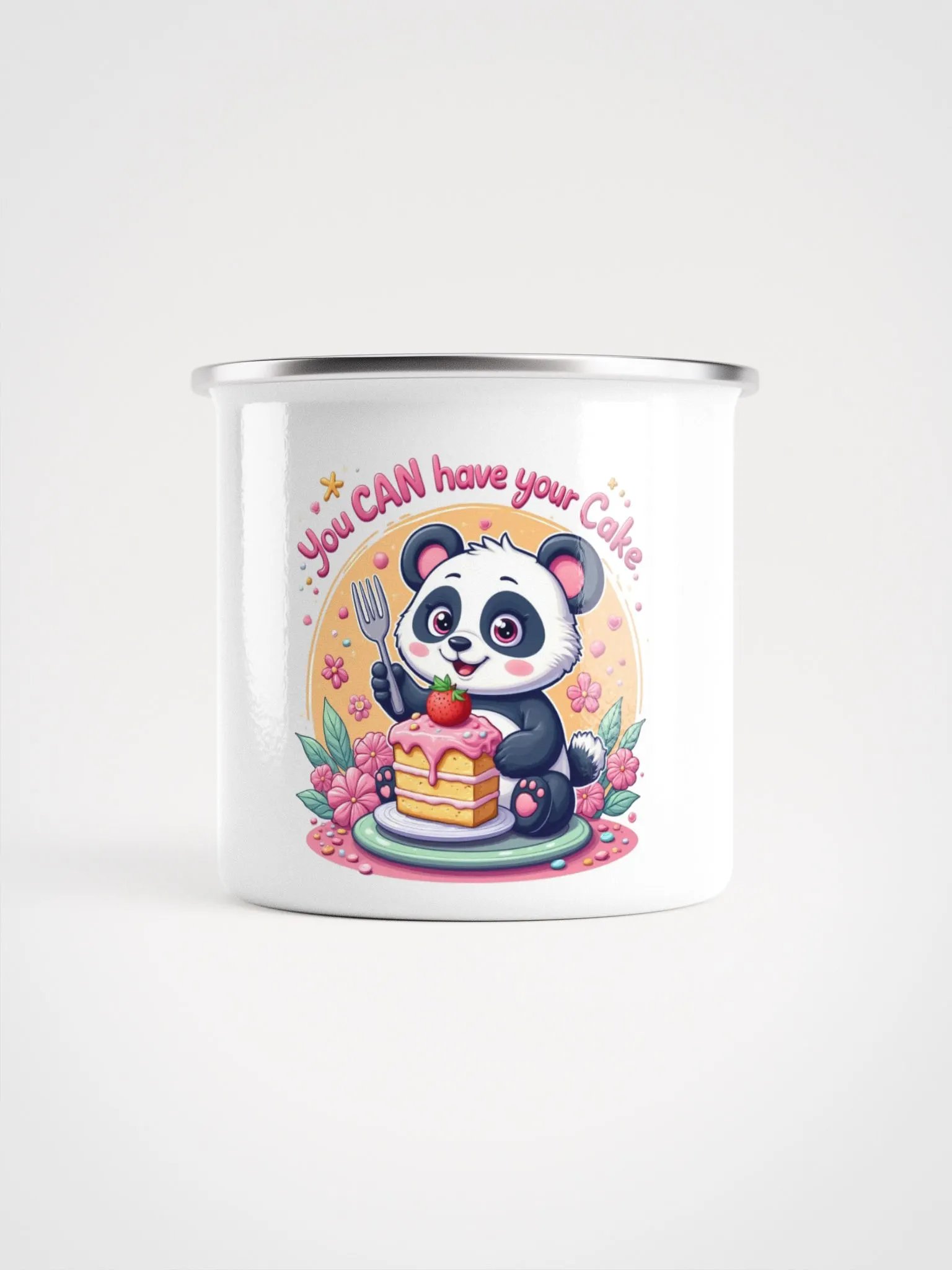 Cute Panda Cake Enamel Mug product image (2)