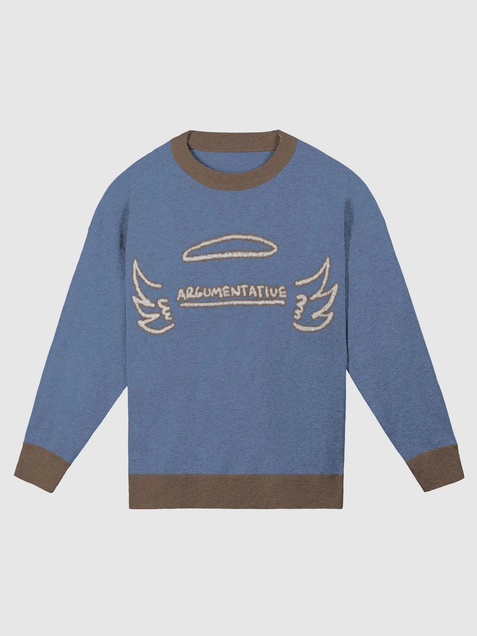 ANGELIC (lg. lined design, blue and brown) knitwear relaxed crewneck product image (3)