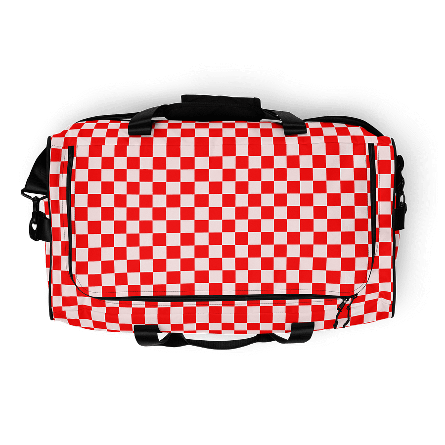 Checkered! Red and White Checkers Duffel Bag product image (8)