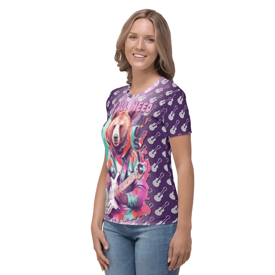 Y'all Need Music Bear All Over Print T-shirt product image (4)