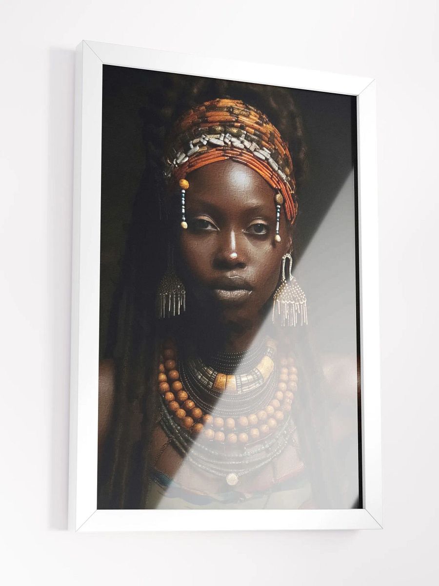 African Woman in Traditional Head Dress, Multi-Colored Jewelry Poster Print, Framed product image (12)