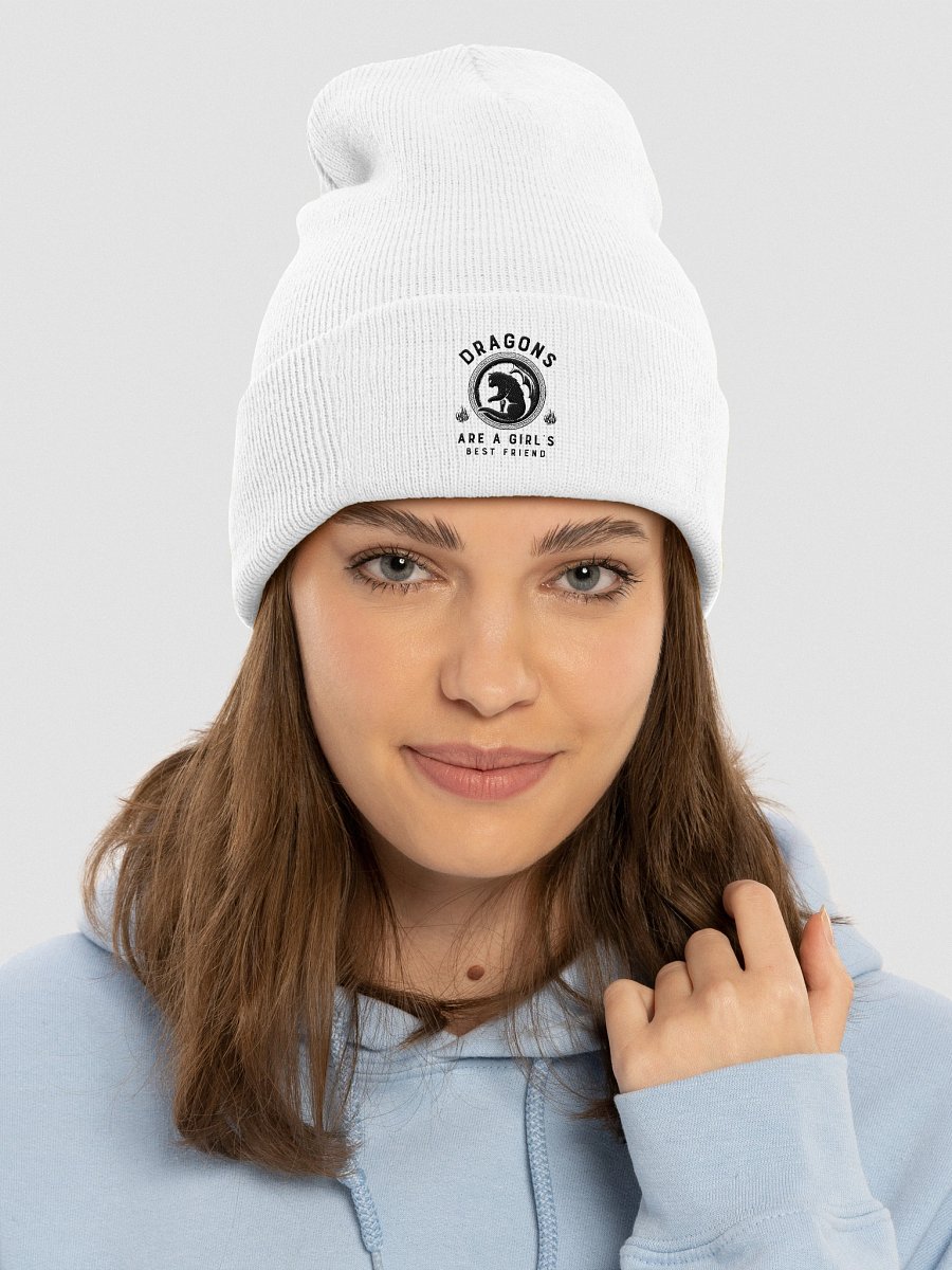 Dragons Are A Girl's Best Friend Dragon Cat Girl Woman Friendship Cuffed Beanie product image (2)