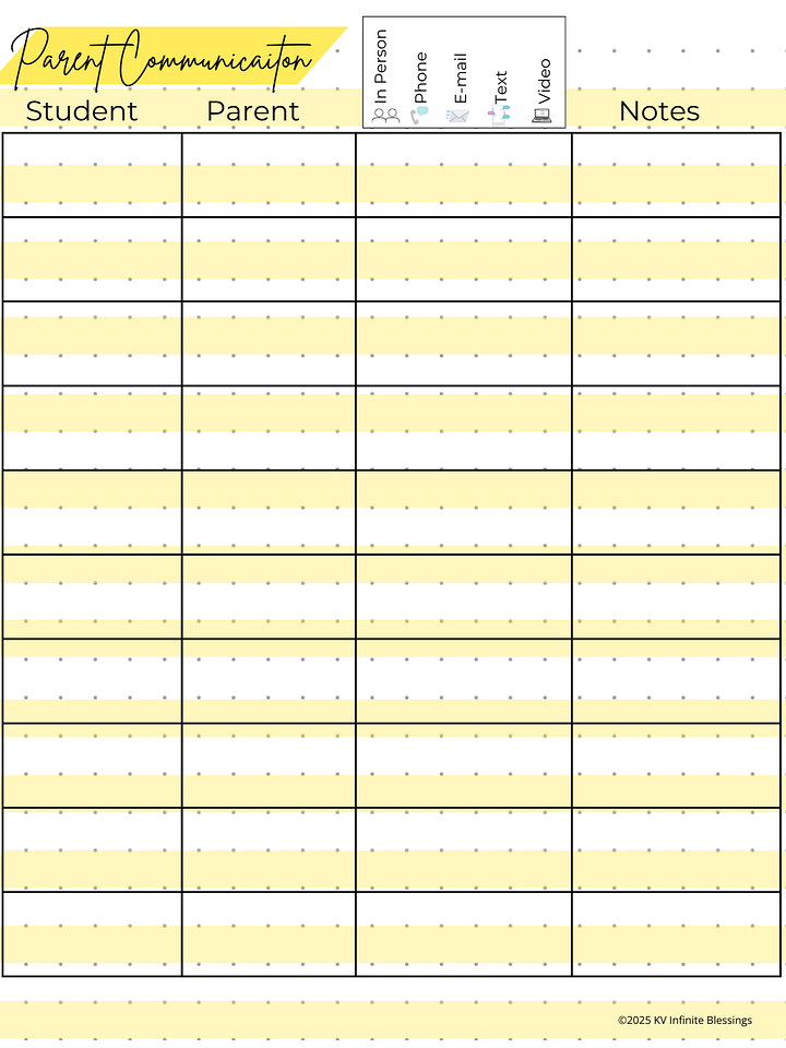 Parent Communication & Contact Log | Digital & Printable Bullet Journal Layout product image (2)