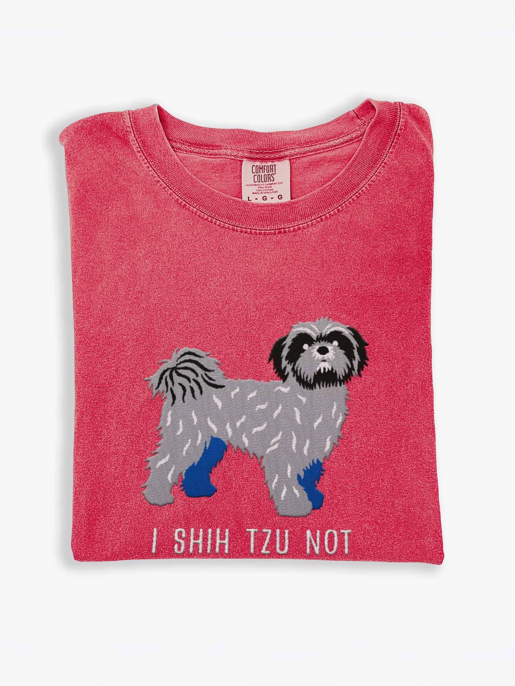 I Shih Tzu Not T-Shirt(Embroidered) of a Shih Tzu(Blue) product image (1)
