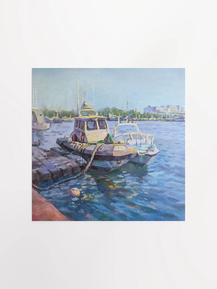 Harborside and Boats-Oil Painting Paper Poster product image (1)