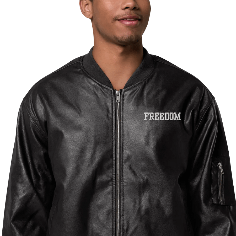 Freedom Faux Leather Bomber Jacket product image (8)