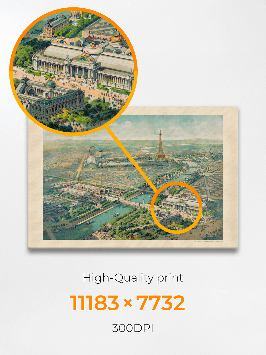 Paris 1900 Canvas Print – Hand-Drawn Historic City Map product image (4)