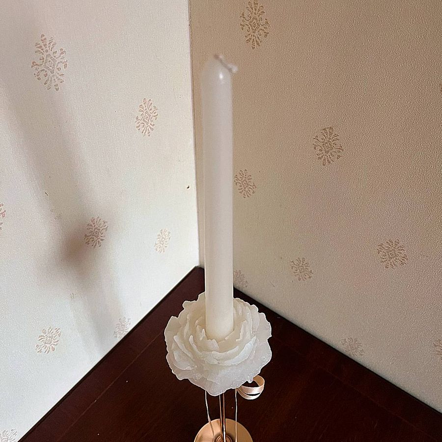 Half Peony Taper Candle | Peony Flower Candle | Wedding Table Setting Idea | Table Candle | 3D Aesthetic Candle | Dinner Candle | Taper Candle product image (4)