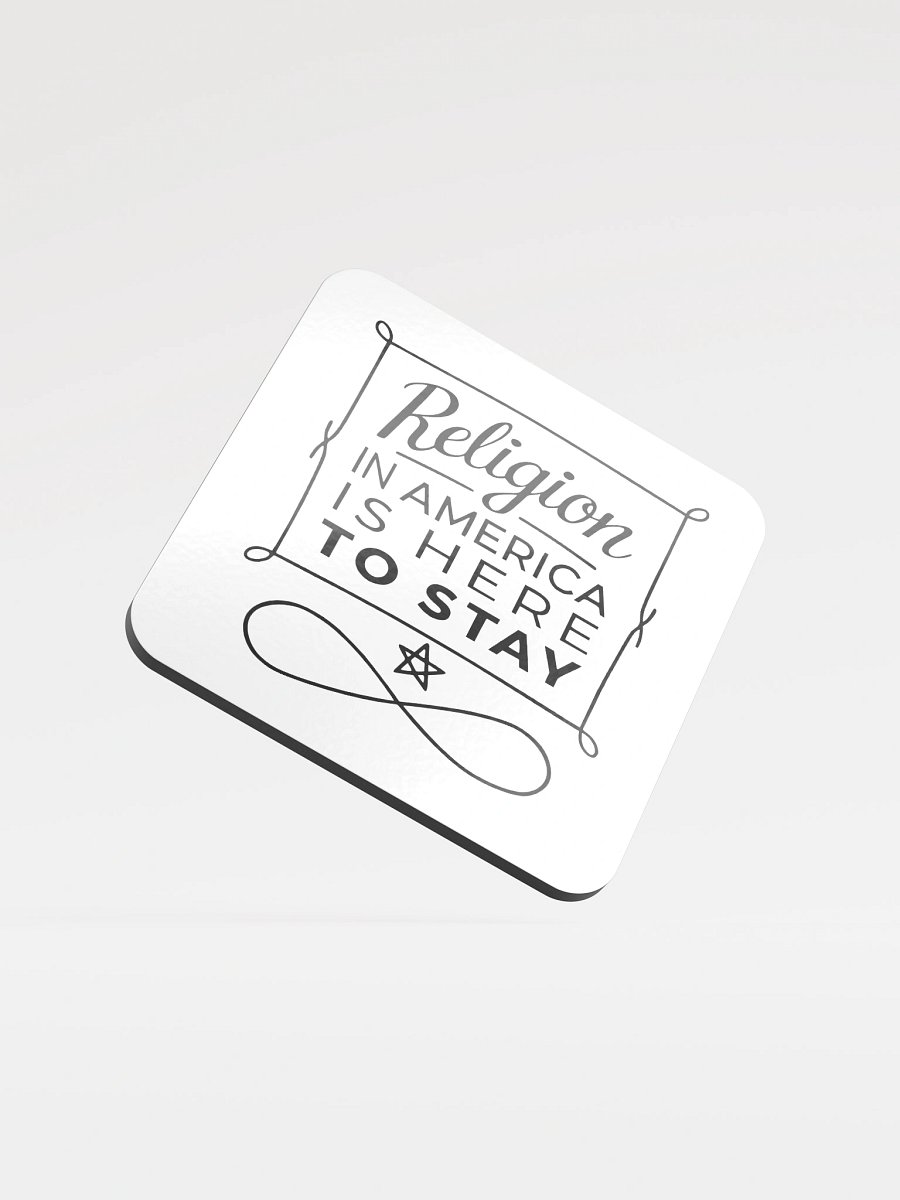 "Religion in America Is Here to Stay" glossed cork coasters product image (1)