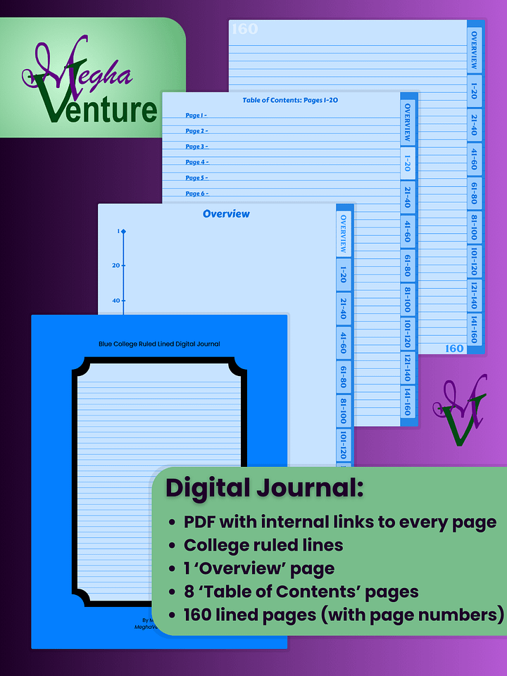 Blue College Ruled Lined Digital Journal product image (1)