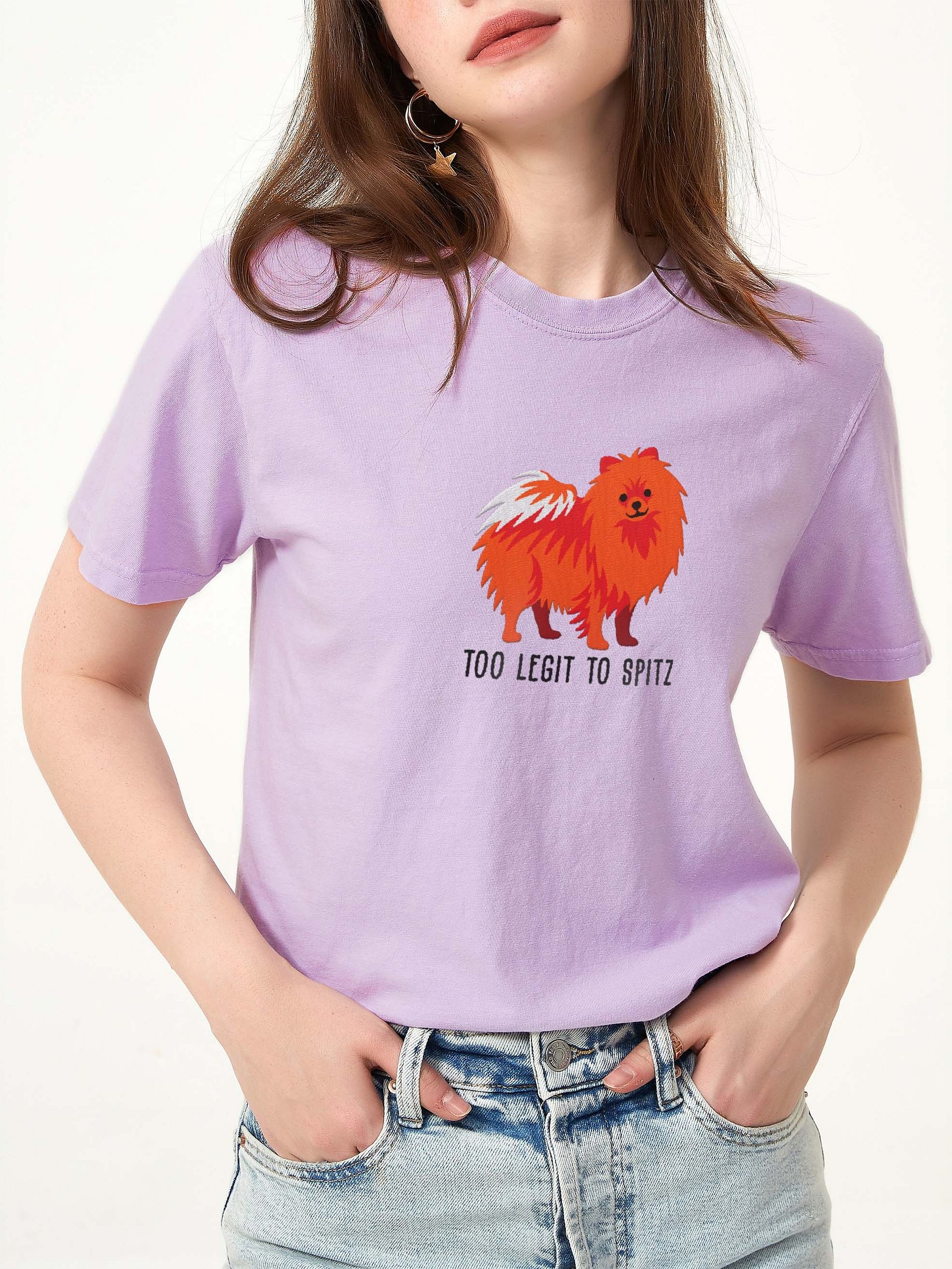 Too Legit to Spitz T-Shirt(Embroidered) of a Pomeranian(Red) product image (2)