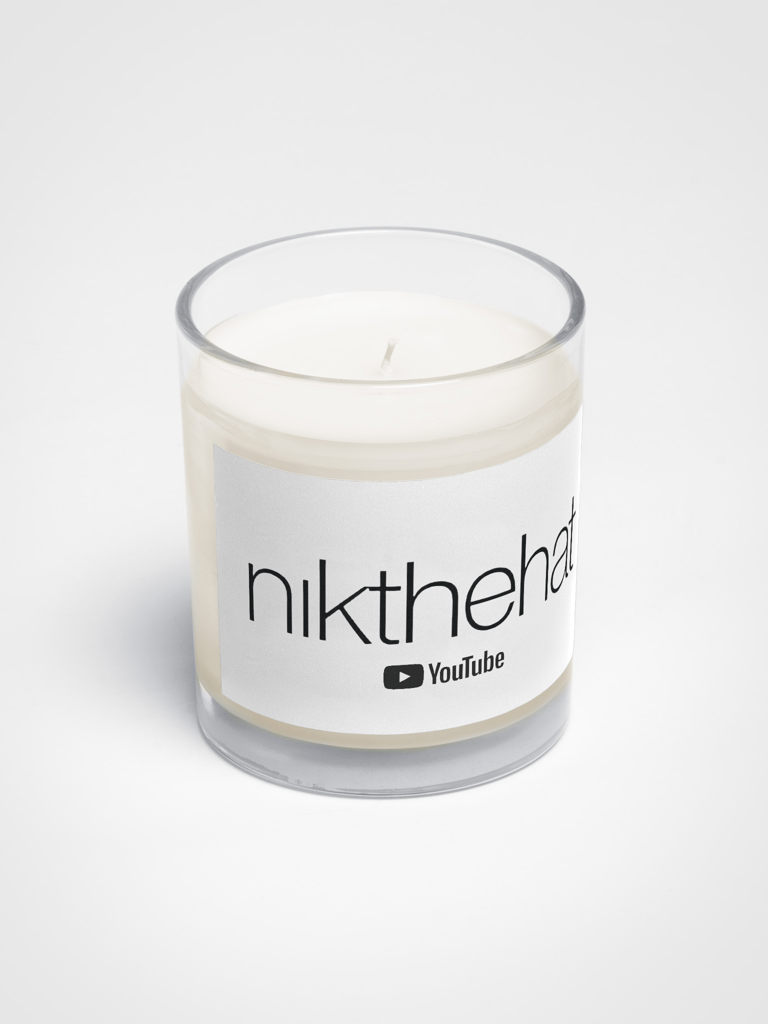 Soy Wax Candle in a Clear Glass Jar • nik the hat product image (2)