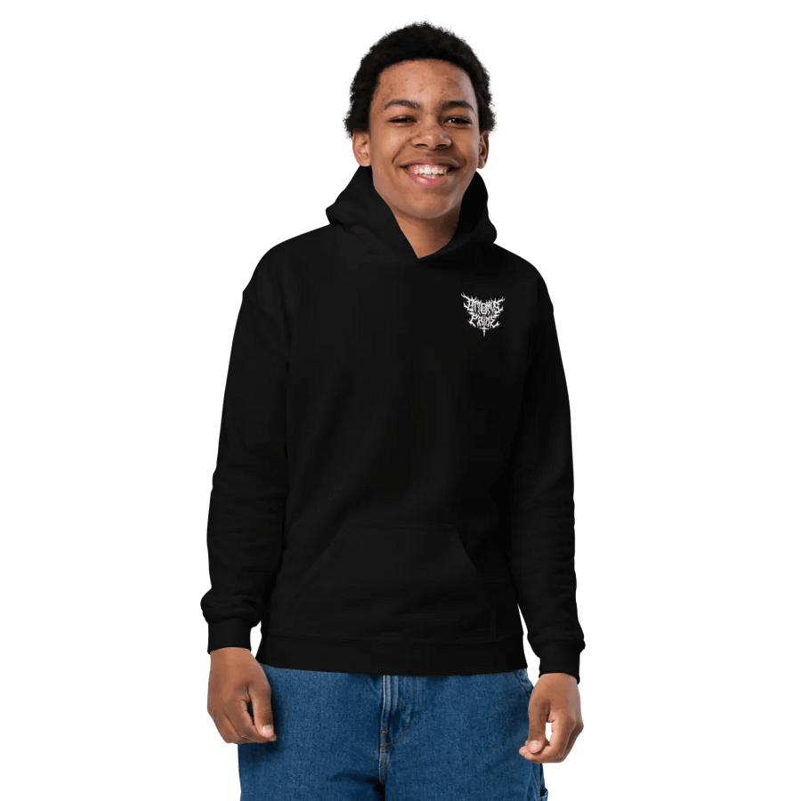 Youth Hoodie - Metal Logo (White) product image (8)