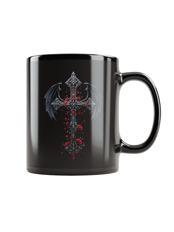 Gothic Cross with Roses Mug (Black) product image (2)