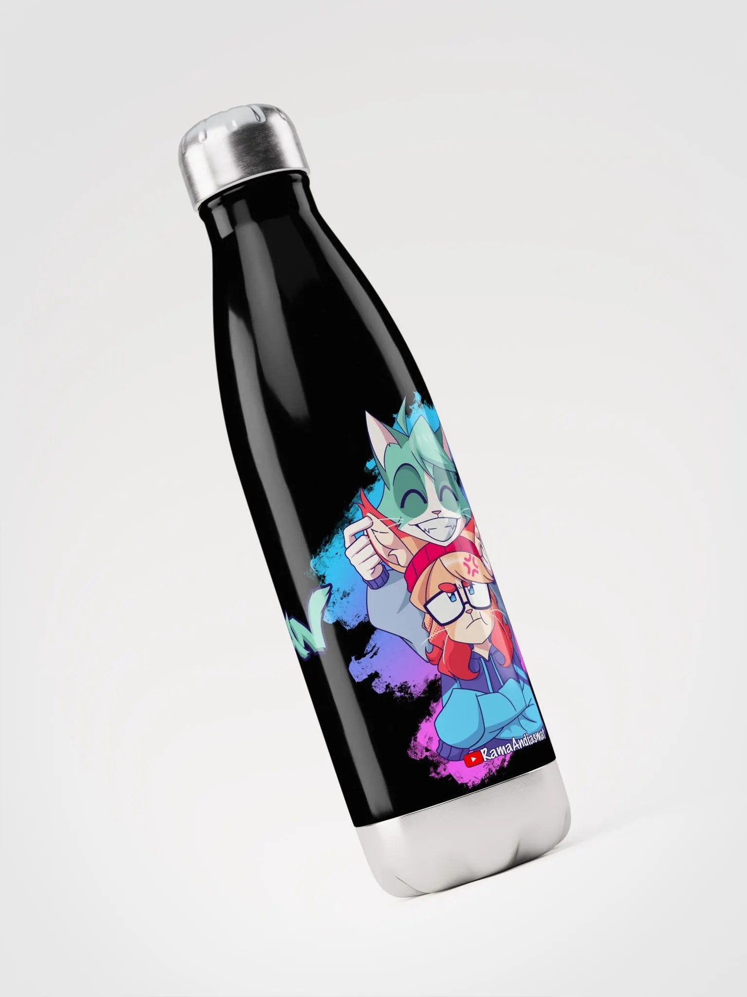 Cyan Teasing Alice's Ears Stainless Steel Water Bottle product image (3)