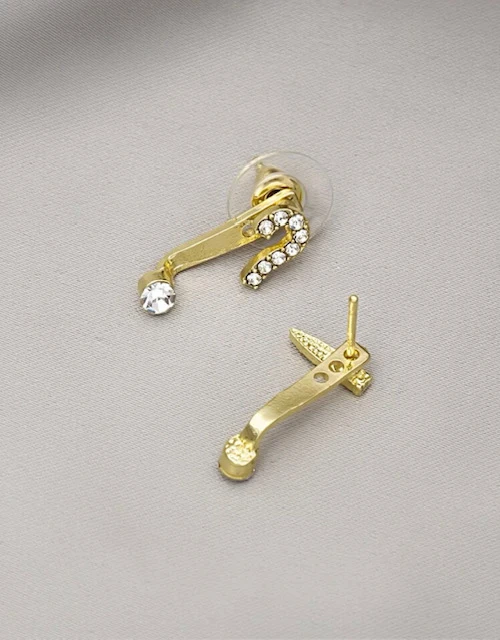 2PC SILVER QUESTION MARK & EXCLAMATION MARK RHINESTONE EARRING product image (2)