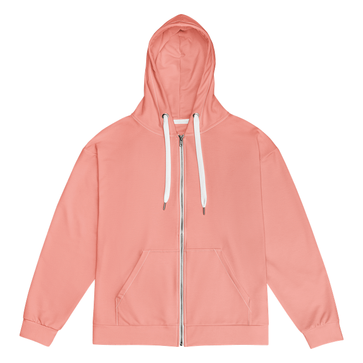 Peach Pink Solid Color Eco Friendly Unisex Zip Hoodie product image (1)