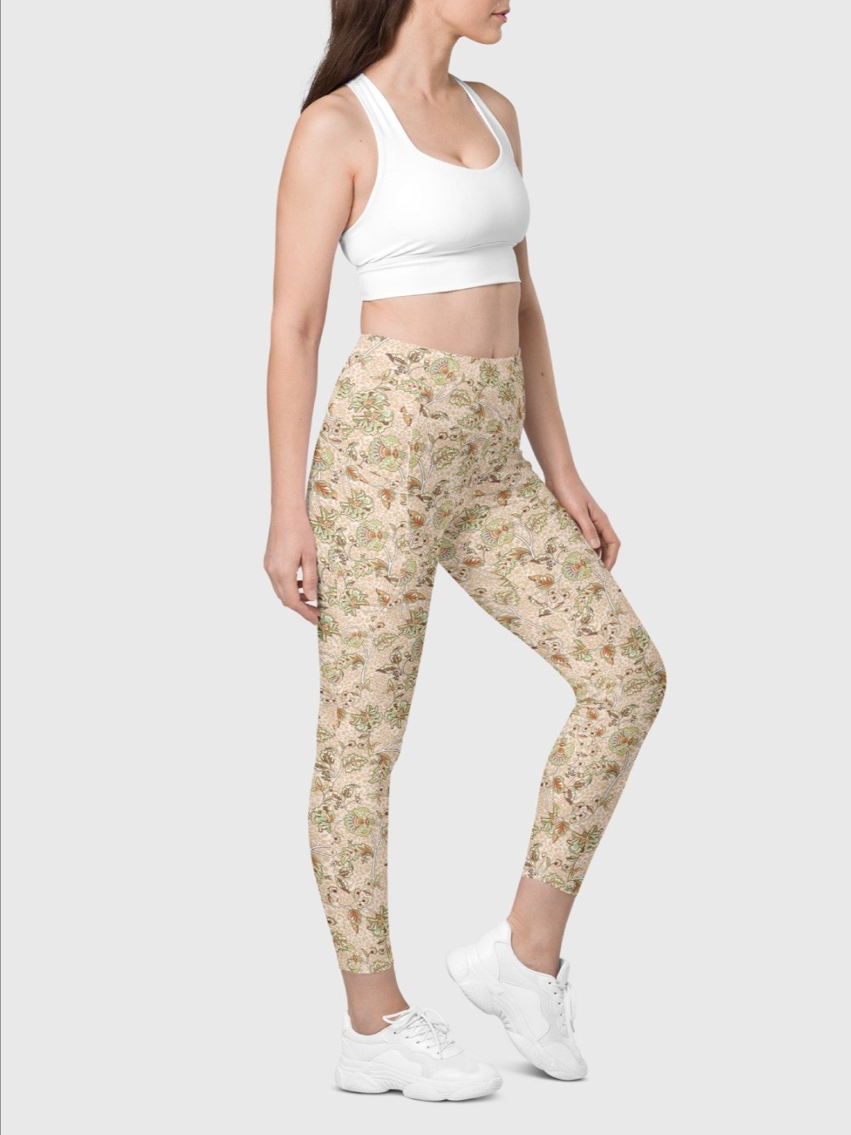 Leggings with Pockets "Elegant Neutral Beige Chintz" product image (6)