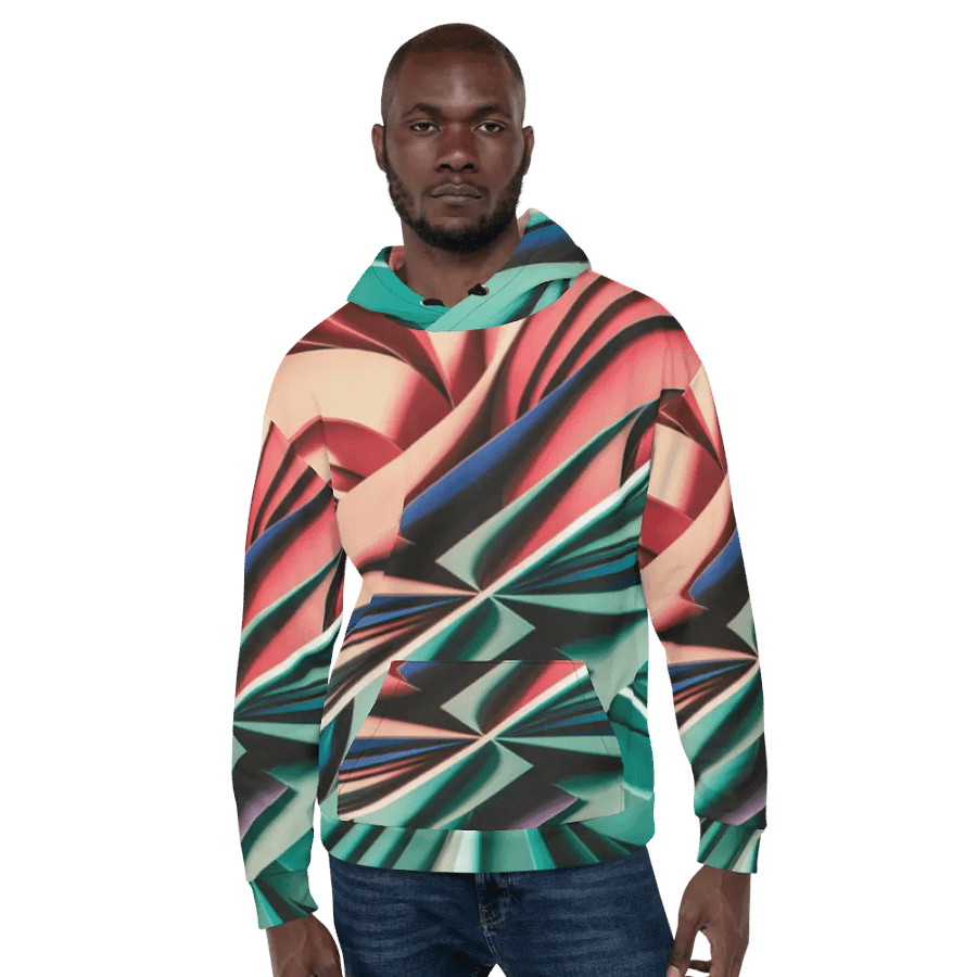 Recycled Unisex Hoodie with Vibrant Abstract Geometric Print - Relaxed Fit product image (5)