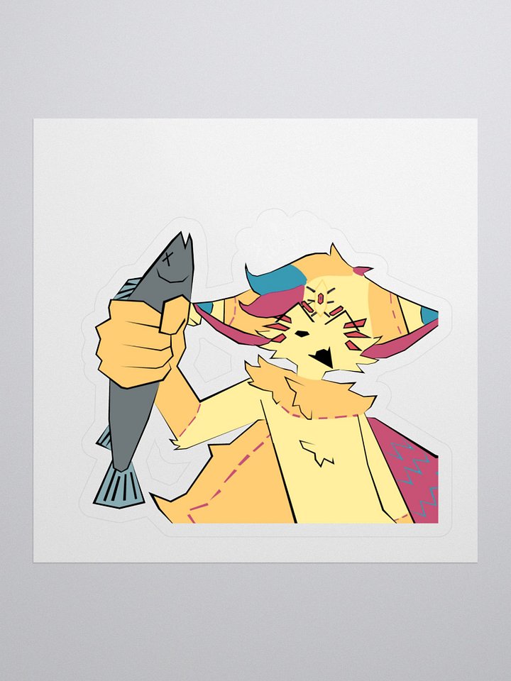 fortune holding a fish sticker product image (1)