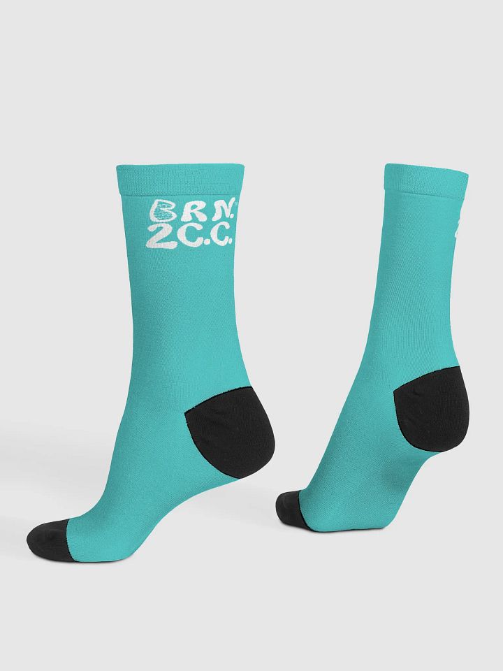 Salty Soles Crew Socks | BRN.2C.C.™ Edition | White Logo on Dark Turquoise product image (1)