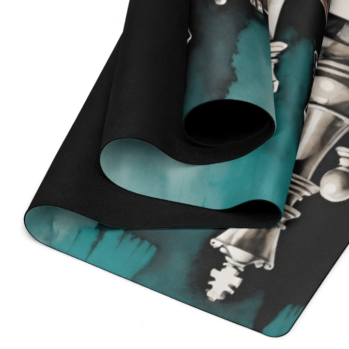 Teal Chessboard Grunge Art Yoga Mat product image (2)