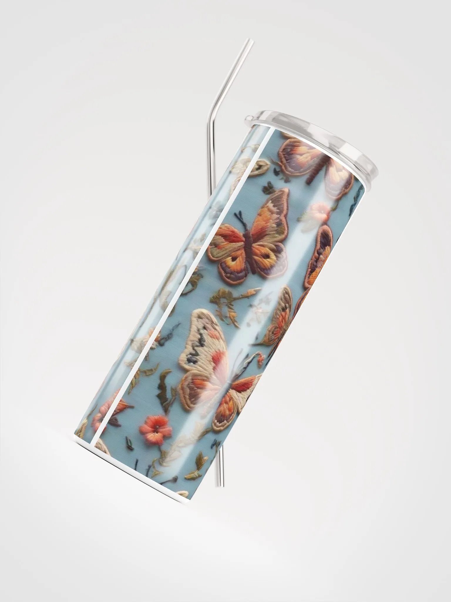 Elevate Every Sip with our Romantic Butterfly Embroidered Steel Tumbler! 🦋 product image (4)