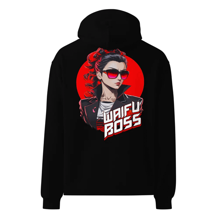Waifu Boss - Premium Hoodie - Black - v2 - Back Printed Design product image (1)