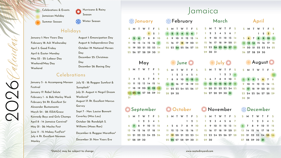 Jamaica Calendar (2025–2026) product image (2)
