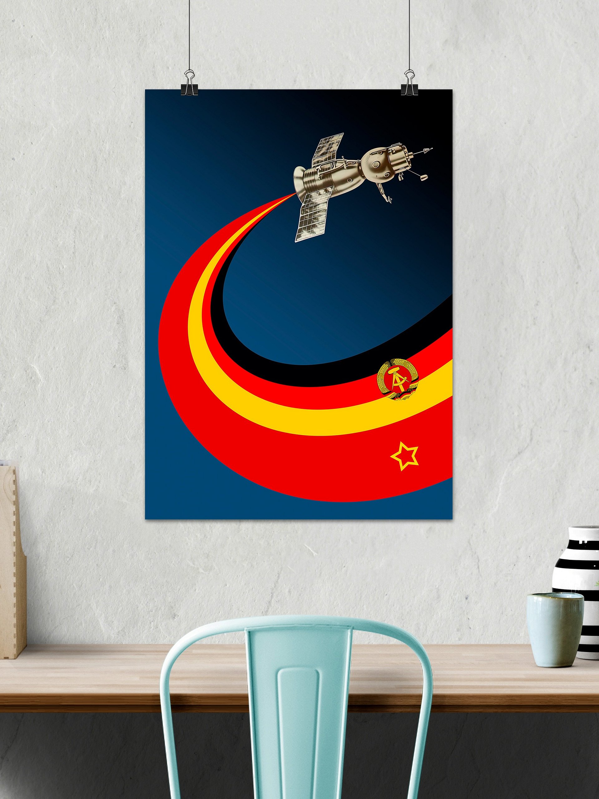 Soyuz 31, GDR/DDR/USSR, 1978 — Soviet vintage space art poster, soviet retro poster product image (2)