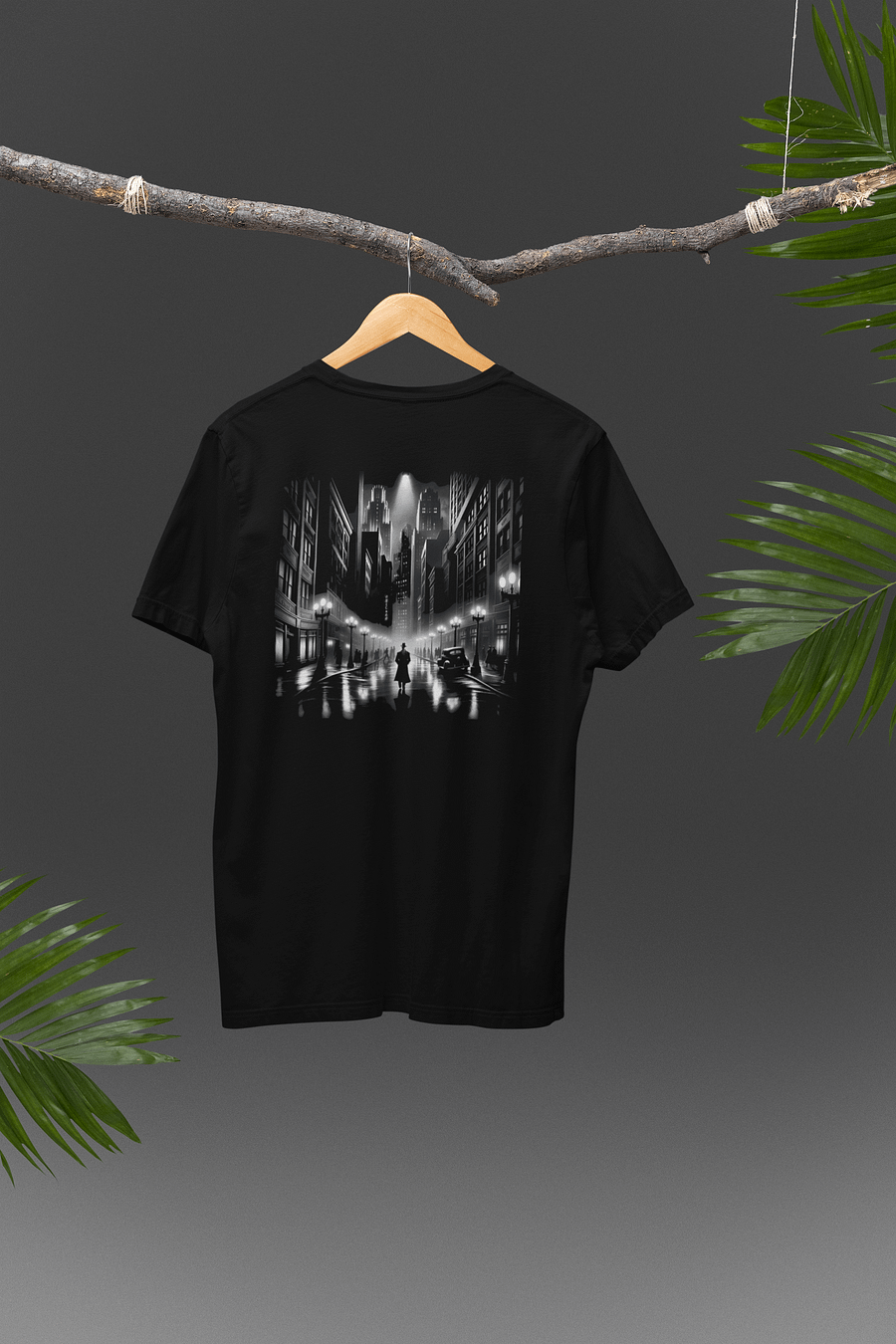 Chicago Nocturne: Vintage Film Noir Scene (Mens Tee) product image (3)