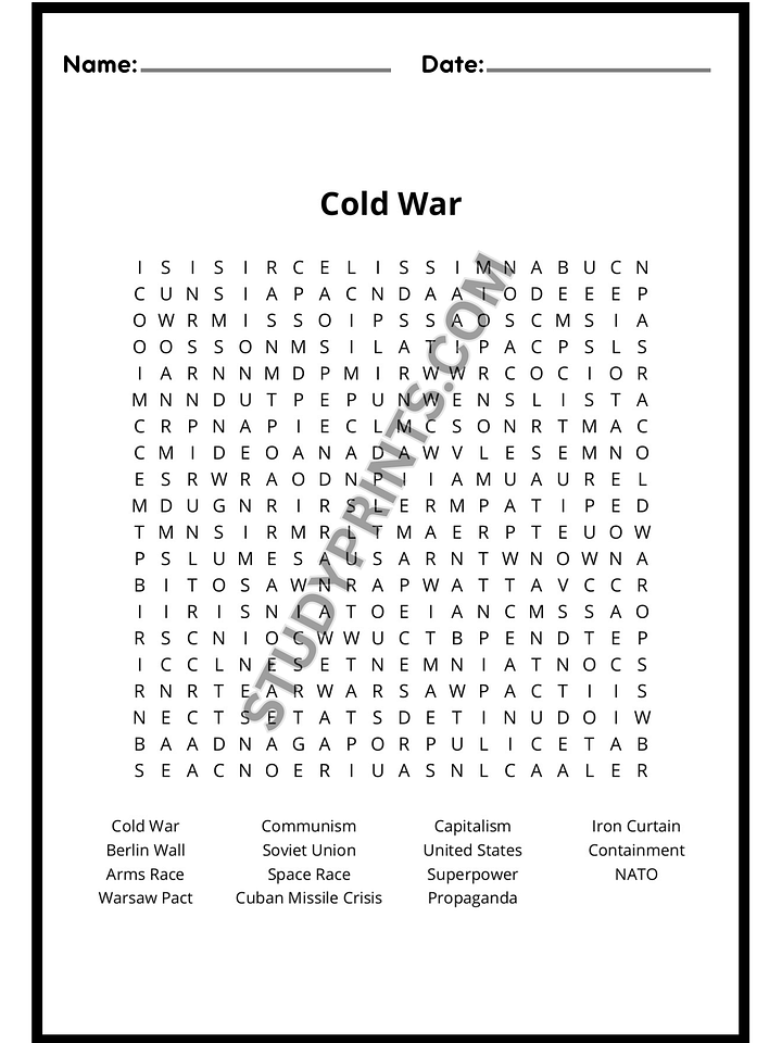 Cold War Word Search Puzzle Printable product image (2)