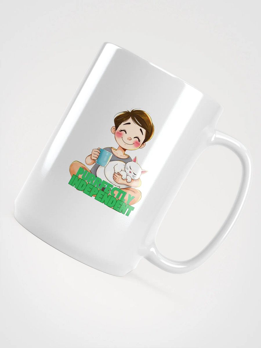 Purrfectly Independent White Glossy Mug product image (4)