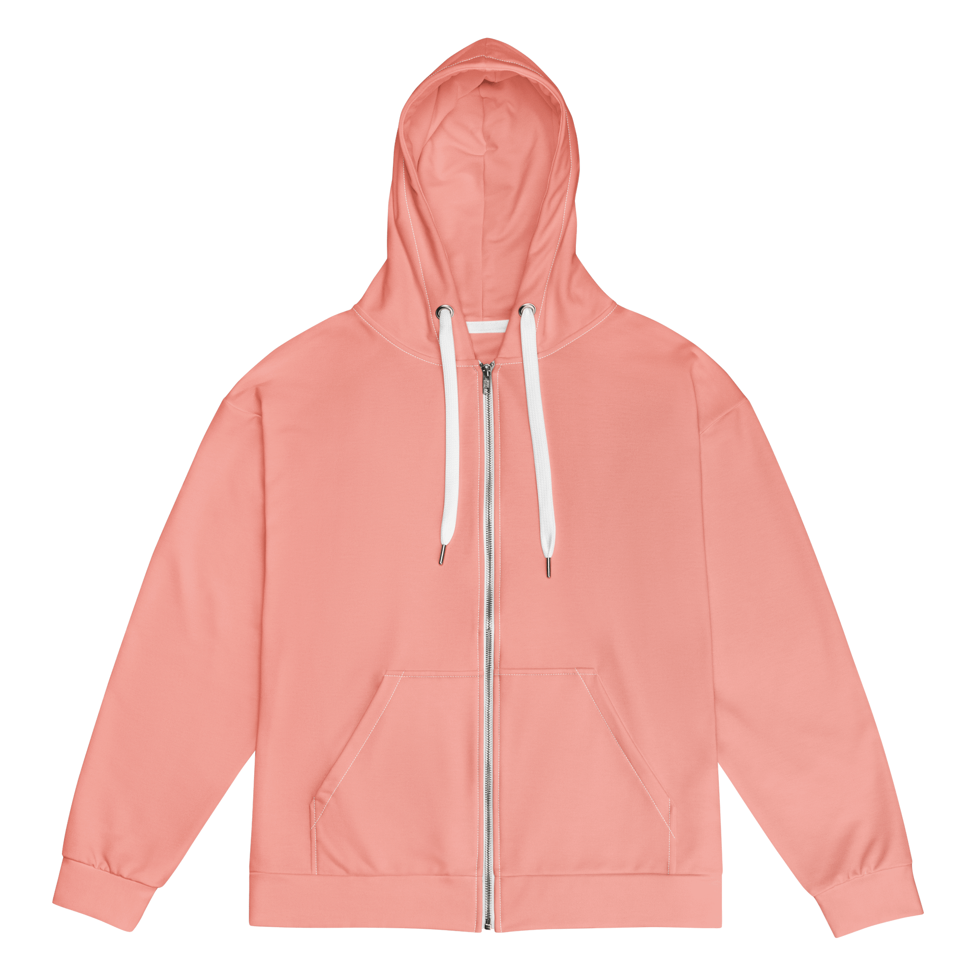 Peach Pink Solid Color Eco Friendly Unisex Zip Hoodie product image (1)