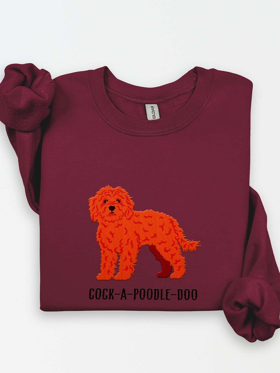 Cock-A-Poodle-Doo Sweatshirt (Embroidered) of a Cockapoo(Red) product image (1)