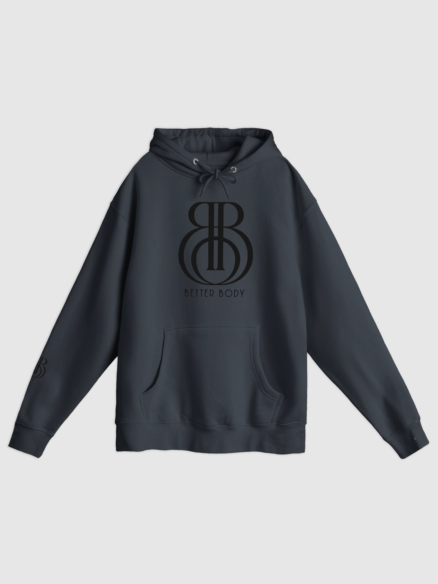 Black on Black Better Body Logo BLACK HOODIE product image (3)